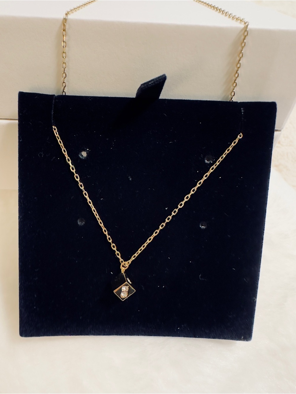 Gold Pendant Necklace with Clear Crystals - Women Jewelry